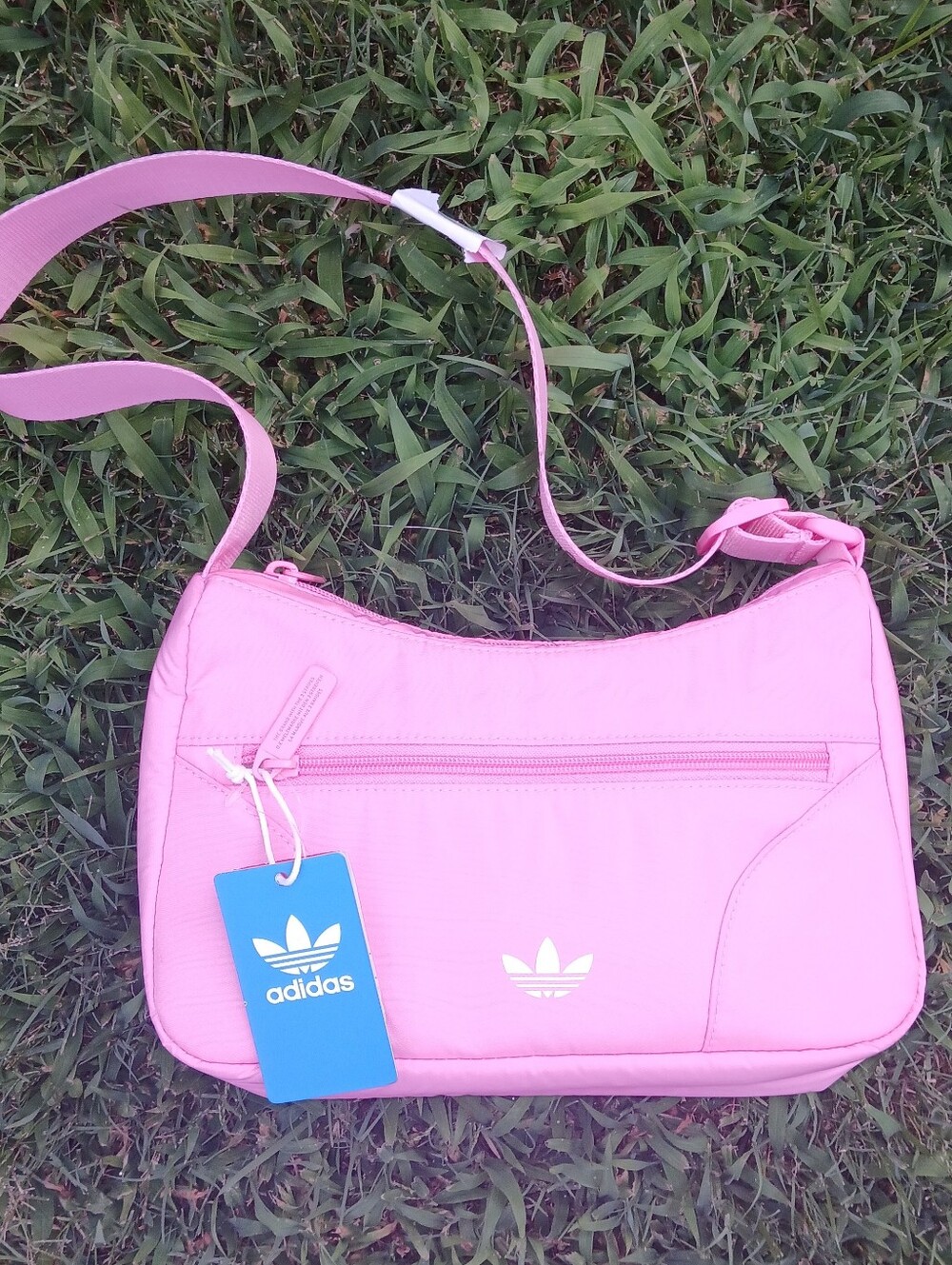 💕adidas Nylon Classic Shoulder Bag Pink / White, Lightweight, Medium